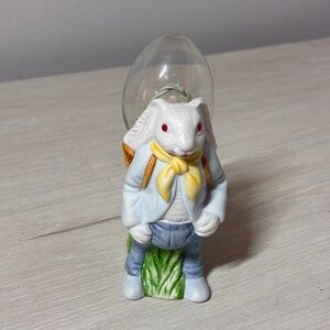 VTG Department 56 Easter Bunny Snow Globe Figurine Basket Floral Decor No Water